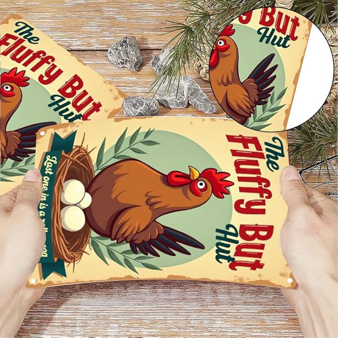 Fluffy Butt Hut Chicken Coop Sign Decorative Outdoor Yard Art for Farmhouse Decor 12x16 Inch