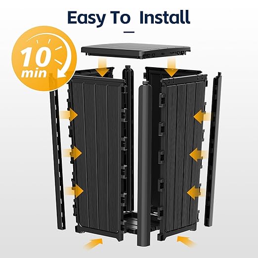 Outdoor Trash Can 23 Gallon Garbage Can with Lid Waterproof Resin Garbage Patio Waste Bin for Garden, Backyard, Deck,Black