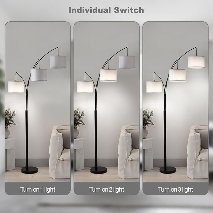 Floor lamp with Remote, 3 Light Arc Floor Lamps
