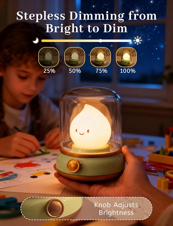 Smiley Lamp with Nature Noise, Cute Night Light & Candlelight, USB-C