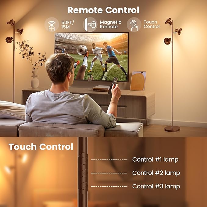 36W LED Tree Floor Lamp, Modern Dimmable Standing Lamp