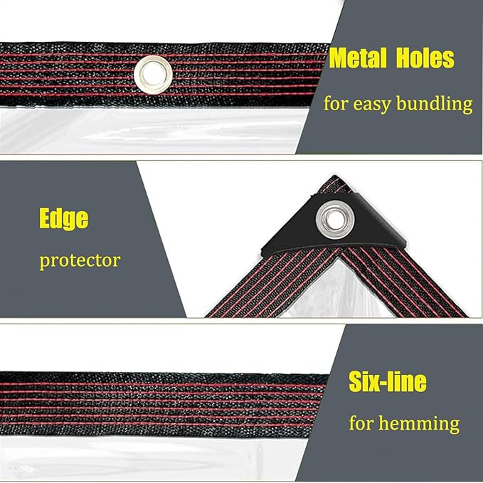 7x32 FT Clear Tarp with Grommets, Transparent Heavy Duty Waterproof Tarp Cover with Reinforced Edge, Rainproof Canopy Fabric for Camping, Chicken Coops Cover