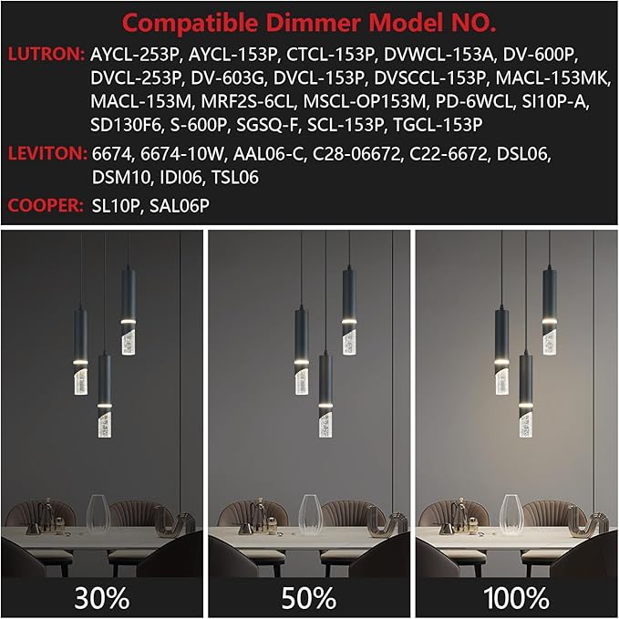 Modern Dimmable Led Pendant Lights Kitchen Island, Sink 18w LED Crystal