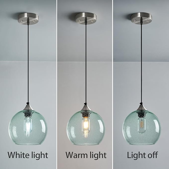 Light Green Glass Pendant Lights Kitchen Island Lighting Globe Pendant Light