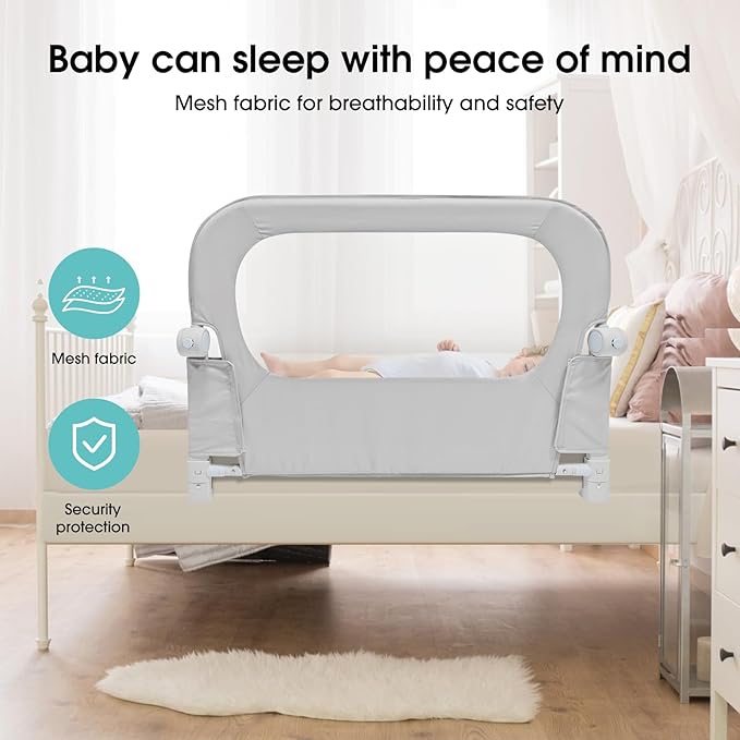 Baby Bed Rail Guard for Toddlers - 35.1" Toddler Bed Side Rails for Crib, Twin, Full, Queen Bunk Size Bed Swing Down Bedrail Extral Tall Child Safety Side Railing Guards for Kids