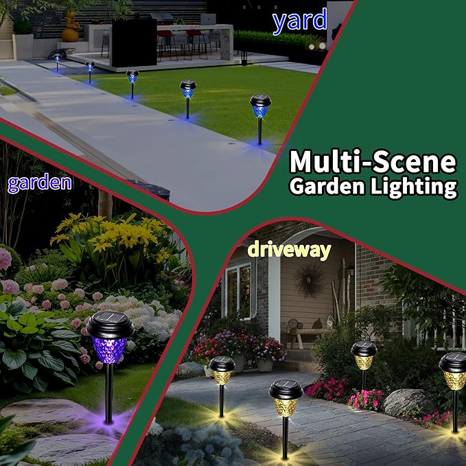 Solar Garden Lights Outdoor, 8 Pack Color Changing LED Pathway Lights
