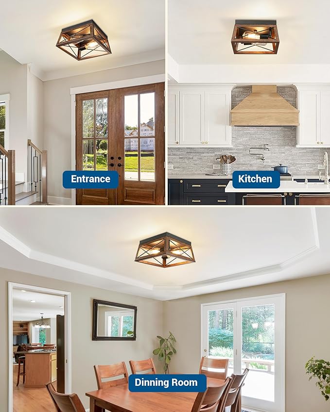 DEWENWILS Farmhouse Flush Mount Ceiling Light