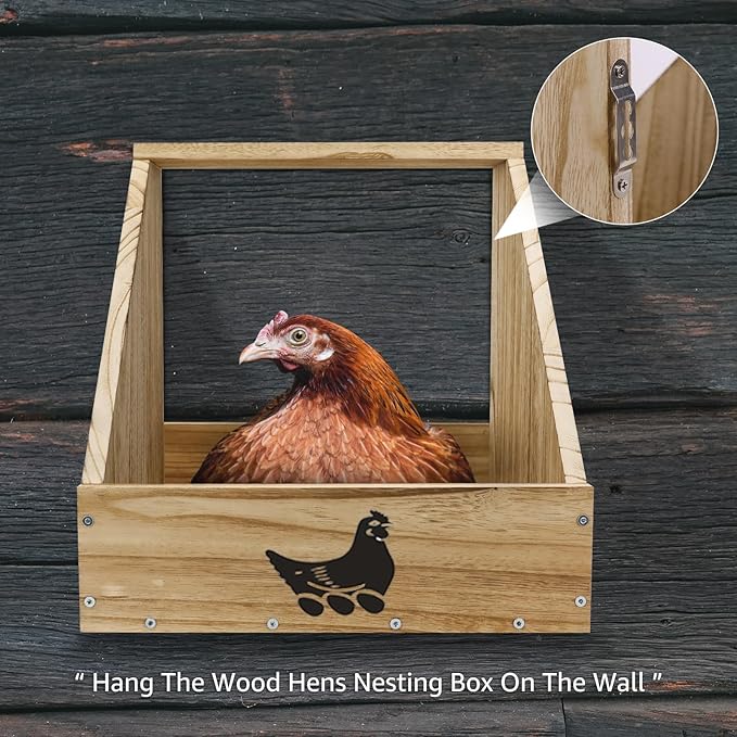 Nesting Boxes for Chickens - Wooden Chicken Nesting Box for Chicken Coop Accessories, Sturdy Wall Mount Egg Laying Box for Hens, Chickens, and Ducks（2 Pack）