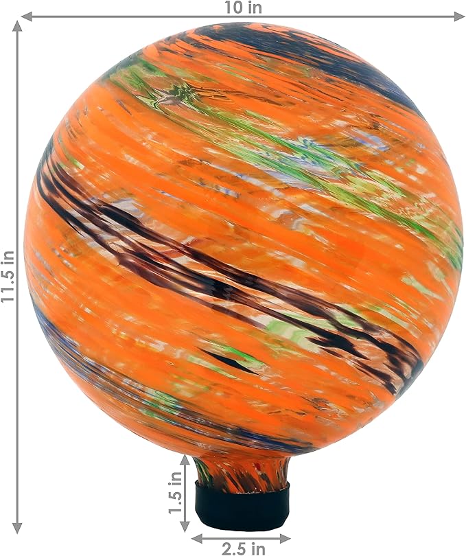 Sunnydaze 10-Inch Gazing Ball for Garden - Glass Gazing Globe for Outside - Garden Orb Yard Decor - Sunset Sky