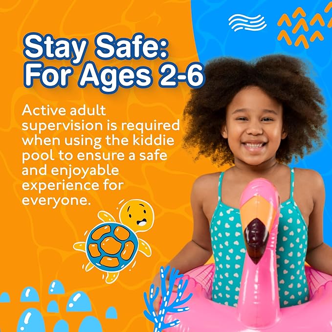 Taylor Toy Kiddie Pool, Splash Pool, Toddler Pool, Kids Pool, Easy Setup, Foldable, Ball Pit, Portable, Water Play, Non-Inflatable, 59 Gallon