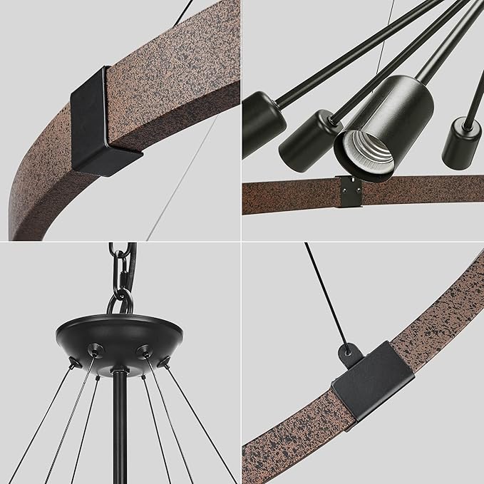 38.2'' Large Farmhouse Wagon Wheel Chandelier