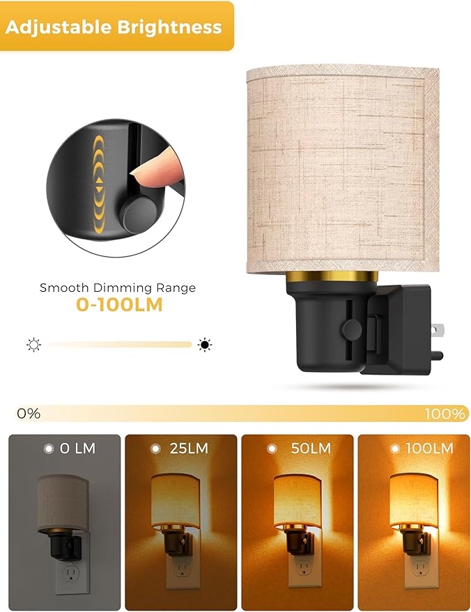 L LOHAS LED Amber Night Lights Plug into Wall, Plug in Night Light Dimmable