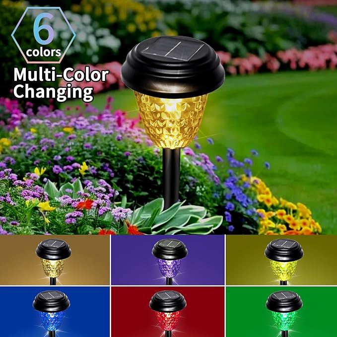 Solar Garden Lights Outdoor, 8 Pack Color Changing LED Pathway Lights