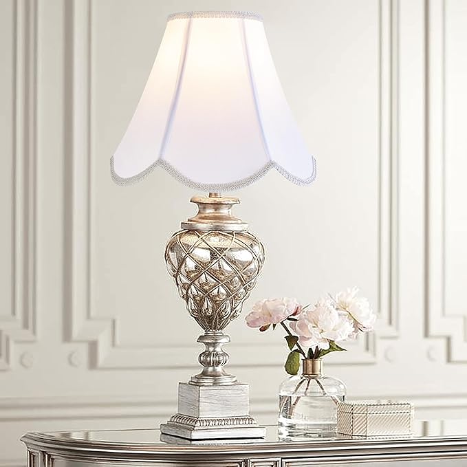 GO&SO White Lamp Shade Medium Scalloped Lamp Shades, Replacement Lampshades