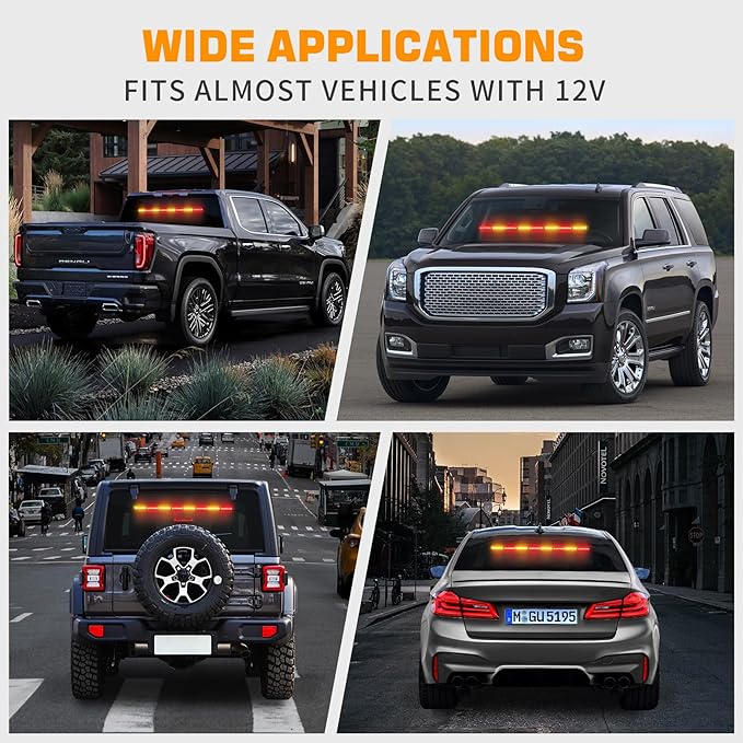 XRIDONSEN 35 inch Amber Red Traffic Advisor Light Bar 48 LED Emergency Strobe