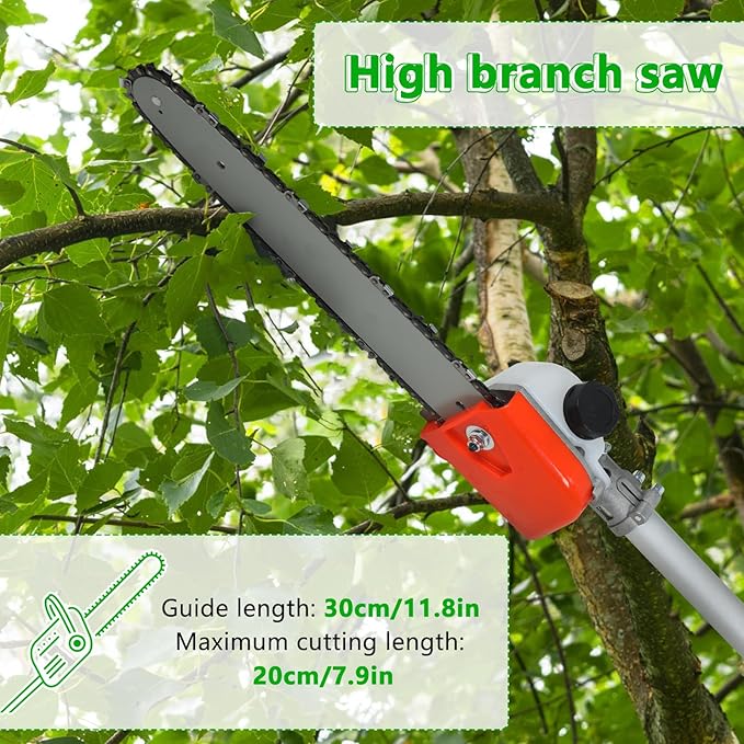 𝟖 𝐢𝐧 𝟏 Gas Weed Wacker, 52cc 2-Cycle Gas Weed Eater, 2025 Upgraded Weed Eater, 9500rpm High Power String Trimmer, Edger Pole Saw Chainsaw Pruner Brush Cutter for Yard, Garden(US Fast Arrival)