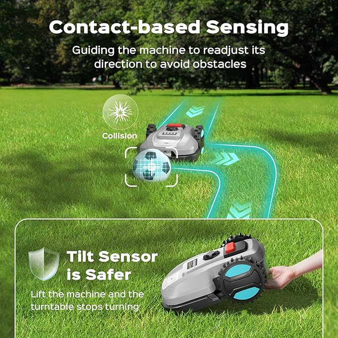 Robot Lawn Mower with App Control – Adjustable Cutting Height, Auto-Charging, Obstacle Detection & Smart Scheduling – Ideal for Lawns up to 1/8 Acre