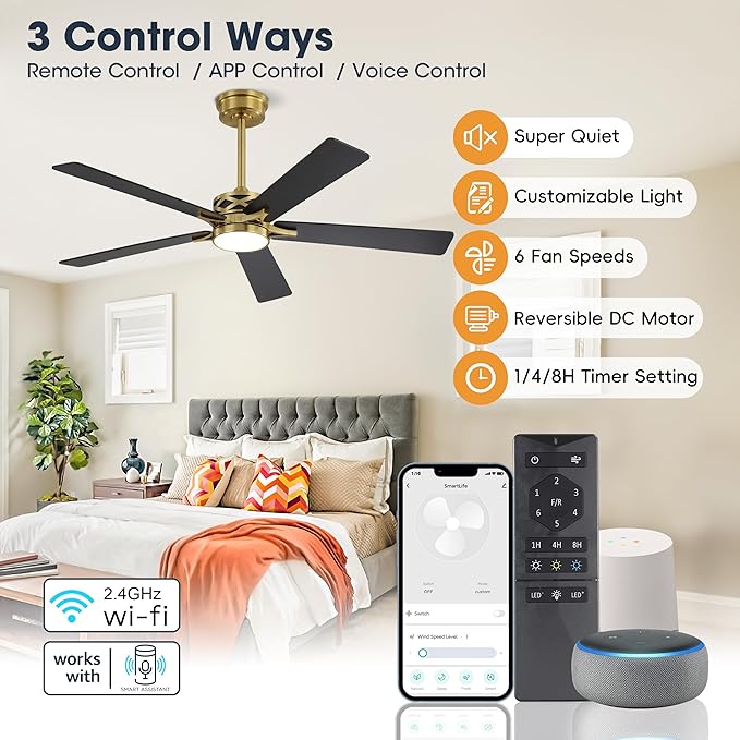 WINGBO 52" Smart Ceiling Fan