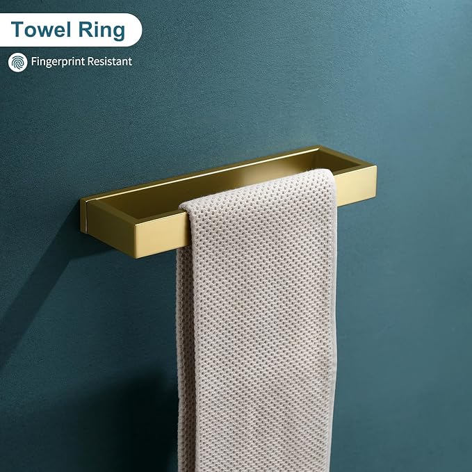 TNOMS 4-Piece Modern Gold Bathroom Hardware Accessories Set