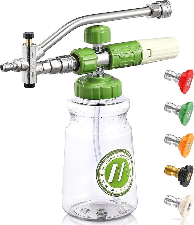 M MINGLE Foam Cannon for Pressure Washer with Dual-Connector Tool - Dual Lance Pressure Washer Wand for Adjustable Soap Cannon - M22 and 1/4" Quick Connect - 3600 PSI