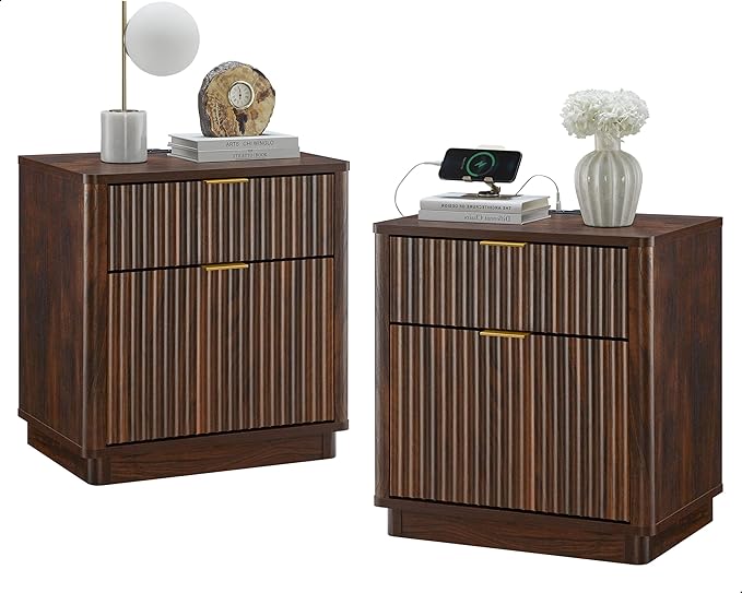 T4TREAM 23'' Fluted Nightstand Set of 2