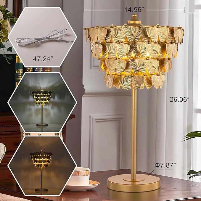 TOCHIC 3 Lights Table Lamp for Living Room, Home Office