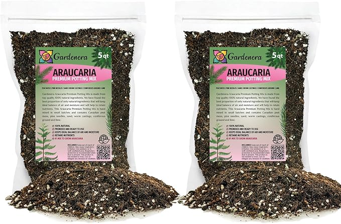 GARDENERA Premium Araucaria Potting Soil Mix - Perfect Balance of Nutrients, Drainage, and Aeration for Healthy Araucaria Trees - 10 Quart