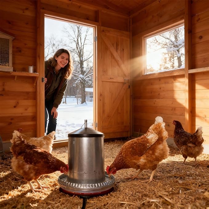 Chicken Waterer Heater Base, Cold Weather Drinking Equipment, Heated Chicken Waterer Base, Durable Material for Farm Coops, Duck Rooster Turkey Pigeons Quail Birds Poultry Cold Weather Use