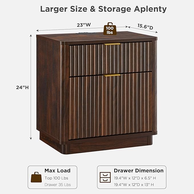 T4TREAM 23'' Fluted Nightstand