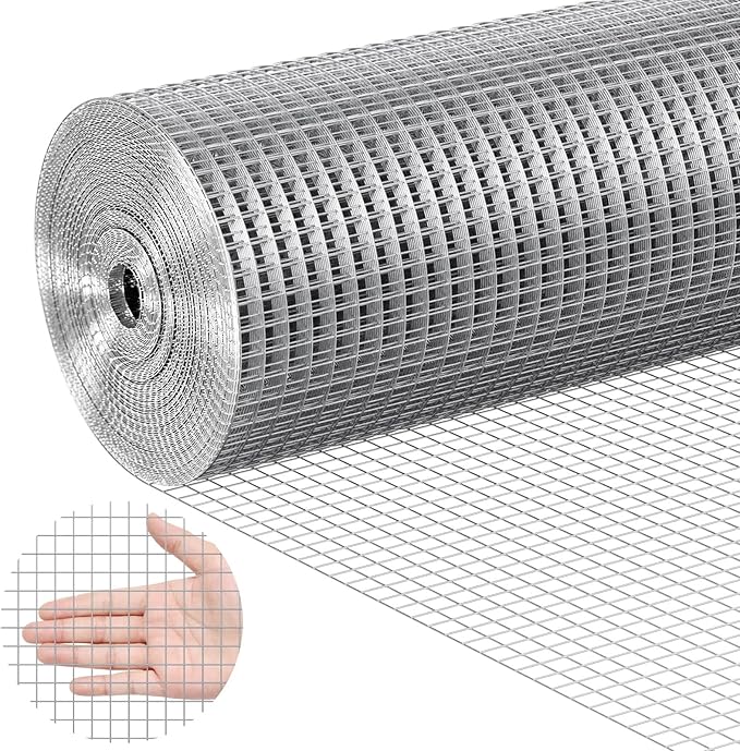VEVOR Hardware Cloth, 1/2 inch 24in x 50 ft 19 Gauge, Hot Dipped Galvanized Wire Mesh Roll, Chicken Wire Fencing, Wire Mesh for Rabbit Cages, Garden, Small Rodents