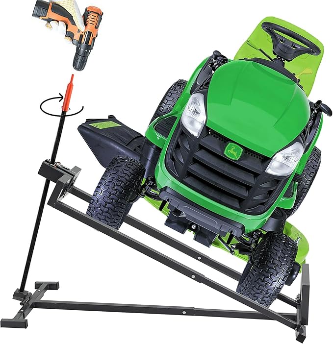 Riding Lawn Mowers Lift Jack, for Garden Tractors and Lawn Mowers with Manual Handle & Power Tool Extension Handle, Weight Capacity 882 Lbs, Gray