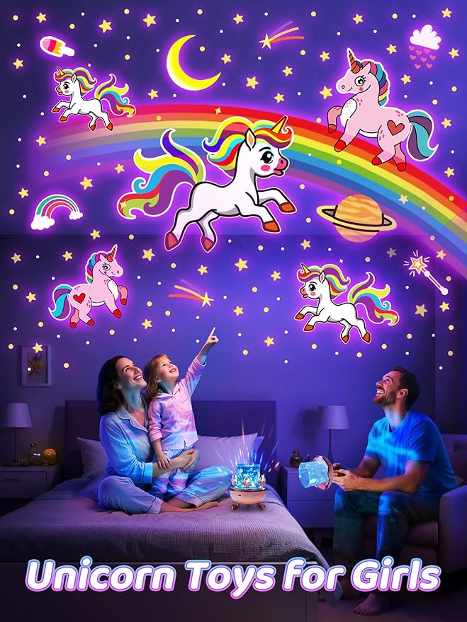 Carousel Night Light for Kids, 15 Music+15 Films+315 Colors Star Projector for Kids Night Light Projector,360°+Remote+1200mah Star Lights for Ceiling,Unicorn Toys for Girls Room Decor Christmas Gifts