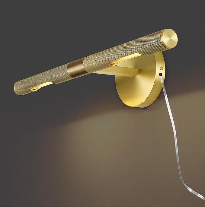 Knurled Picture Light, 19in Brass Picture Light