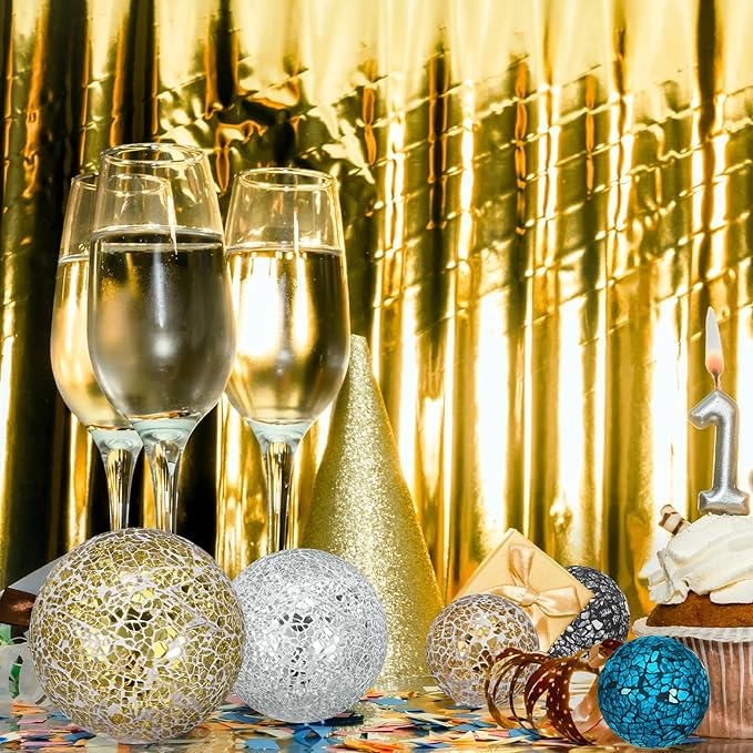 Decorative Ball for Bowls, 3 Inch Mosaic Glass Balls Decorative Glass Orbs for Home Decor/Dining Tables/Wedding Party/Coffee Table/Centerpiece Decor [Black]