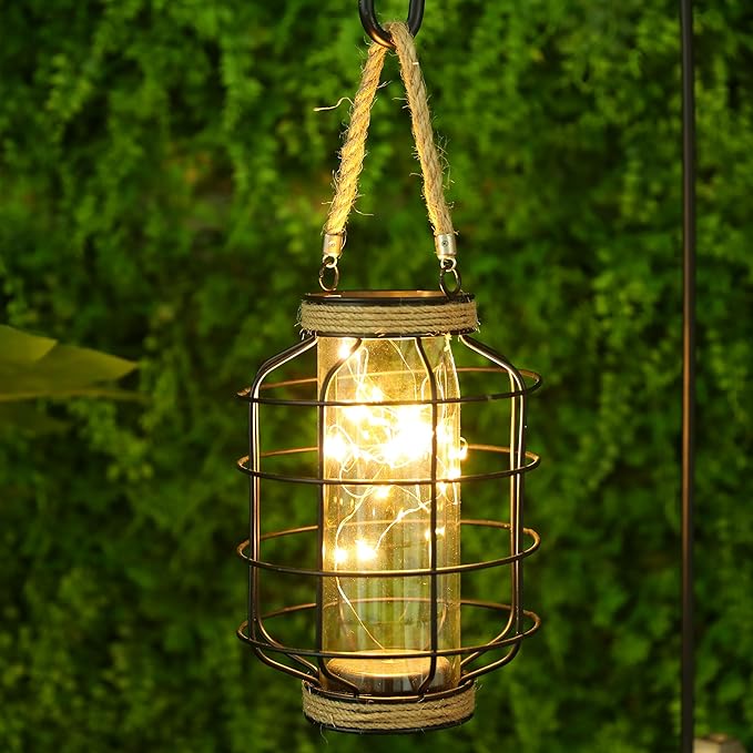 JHY DESIGN Metal Cage LED Lantern Battery Powered, 9.4" Tall Cordless Accent