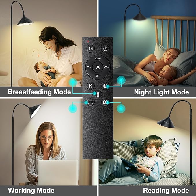 76" LED Floor Lamp, 18W/1800LM Super Bright Reading Standing Lamp, Stepless