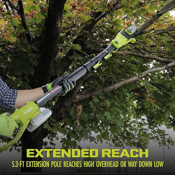 Sun Joe 24V IONMAX Cordless Lawn Care System, Grass and Hedge Trimmer Outdoor Combo Power Tool Kit with 8” Pole Saw, Batteries, and Charger, GTS4002C