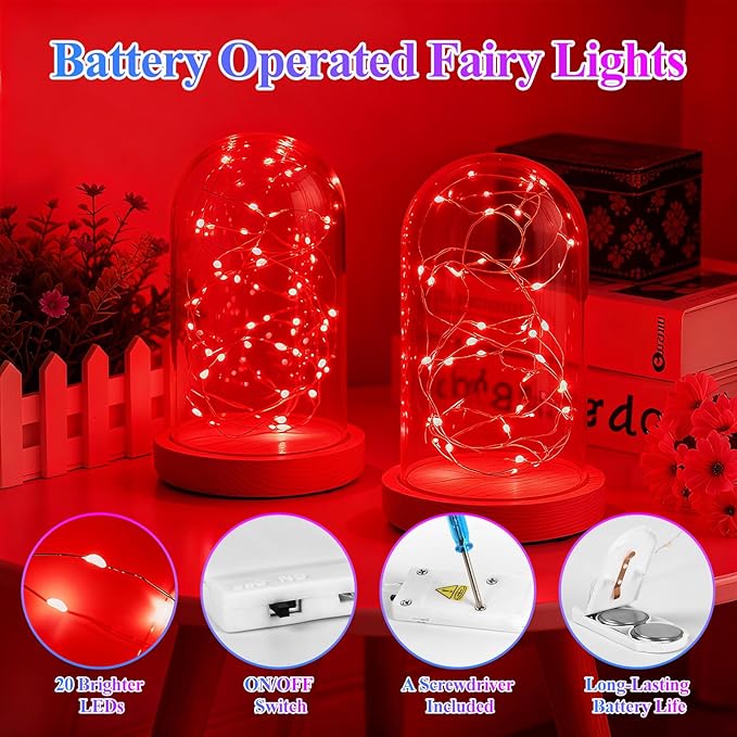 Lakumu 12 Pack Fairy Lights Battery Operated -7FT 20LED String Lights,