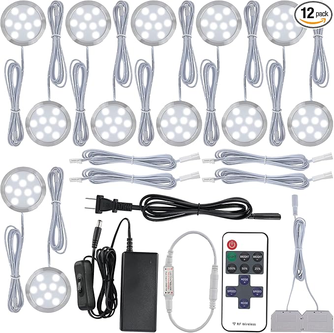 Display Cases Light Fixtures, Small Round Under Cabinet LED Puck Lighting