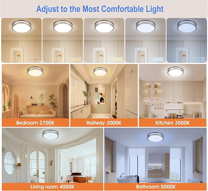 Drosbey 36W Dimmable LED Ceiling Light Fixture, Flush Mount Ceiling Lights