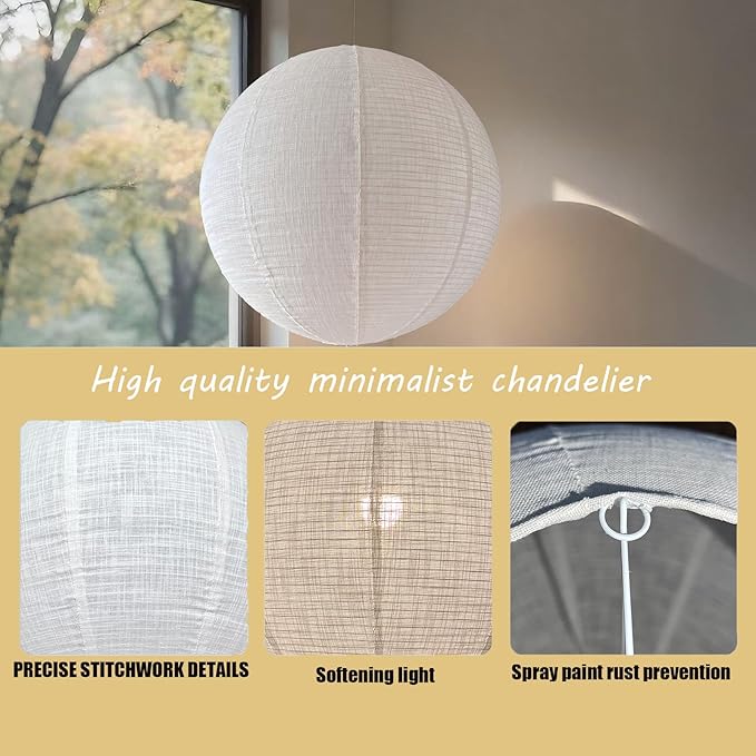 Large Hanging Lampshade 20INCH Can Replace White Paper Lanterns 2Pack Handmade