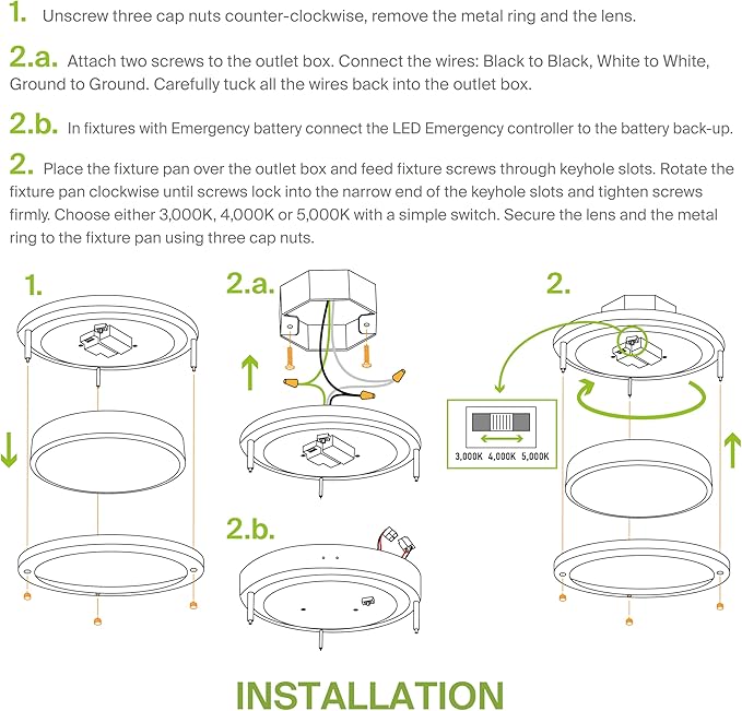ASD LED 18" Round Flush Mount Lighting, Close to Ceiling Light Fixture | 3CCT