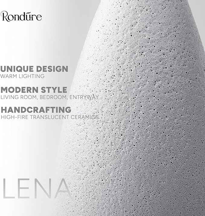 RONDURE 11.0" Ceramic Cordless Table Lamp, Portable Rechargeable Table lamp