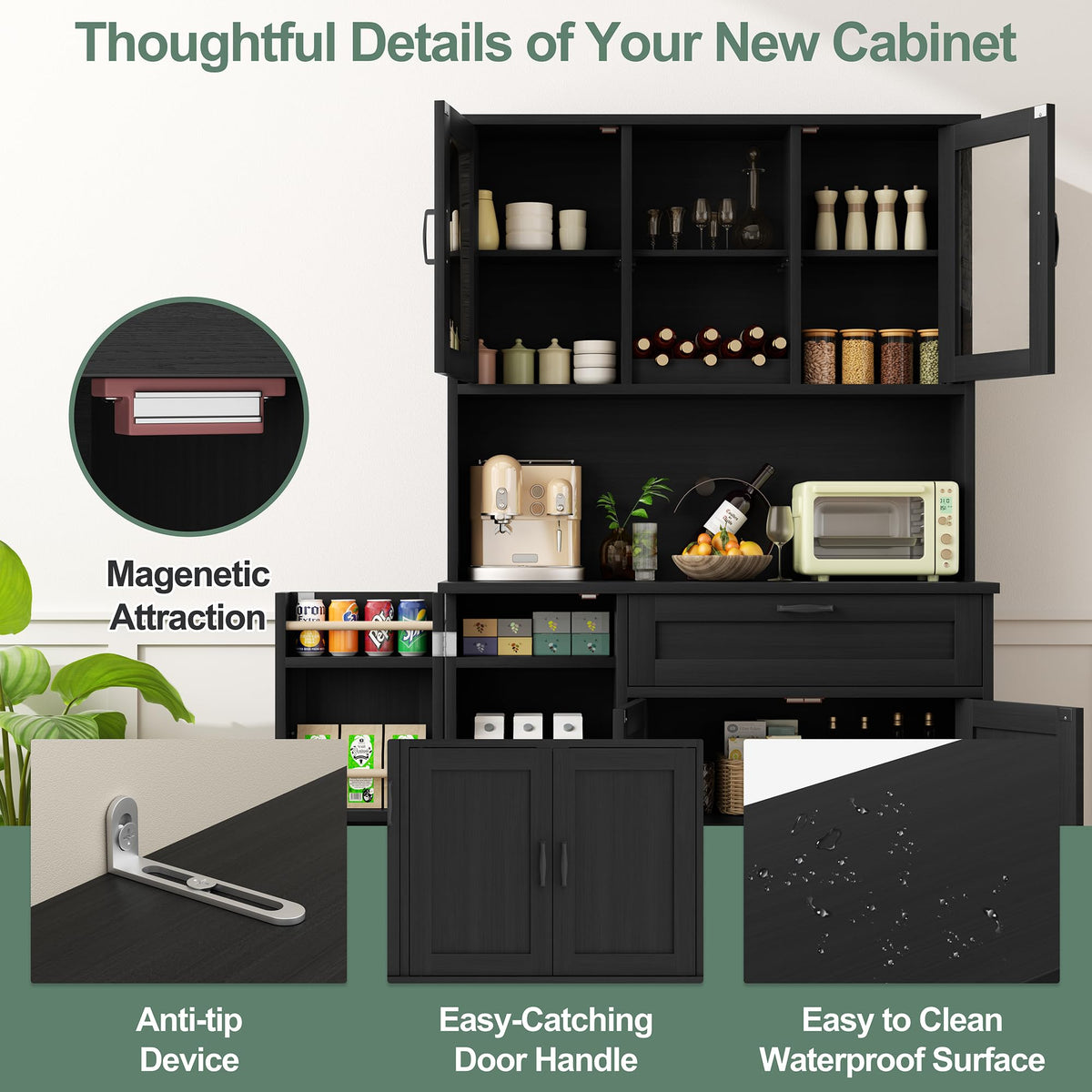 68" Kitchen Pantry Storage Cabinet
