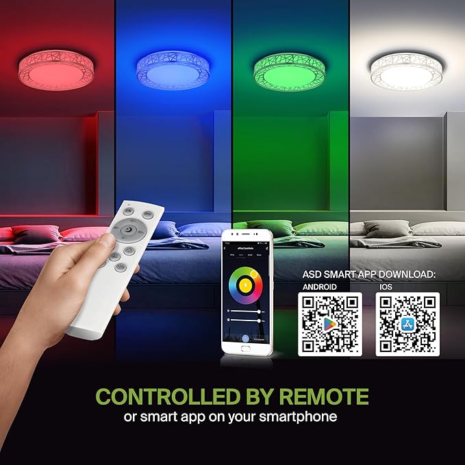 ASD 12 Inch Smart RGBW Flush Mount Ceiling Light