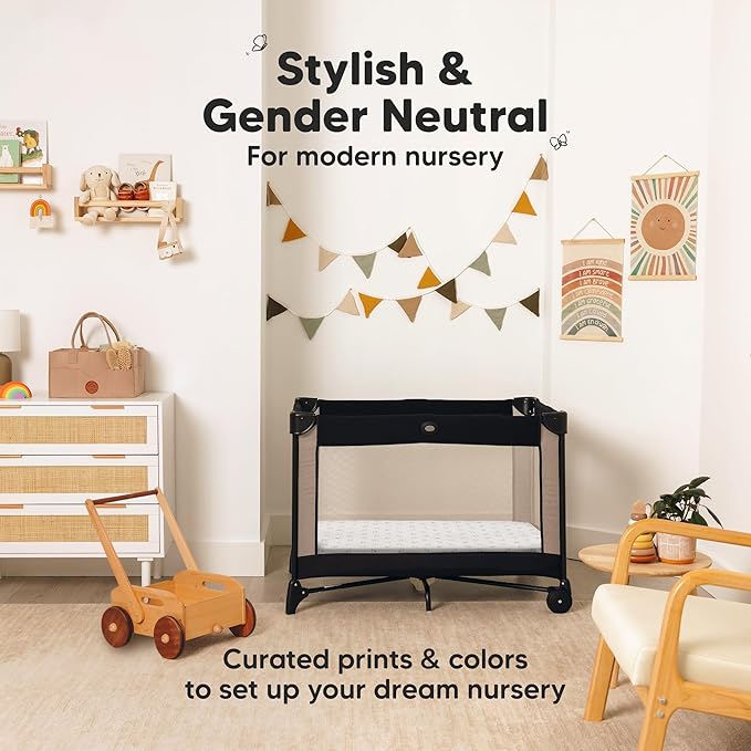 Pack and Play Sheets Fitted - 2-Pack Mini Crib Sheets for Pack N Play Mattress 38x26, Soft & Cozy, Neutral Toddler Playard Bedding, Snug Fitted Mini Baby Crib Mattress Cover Boy, Girl (Bumble Bear)