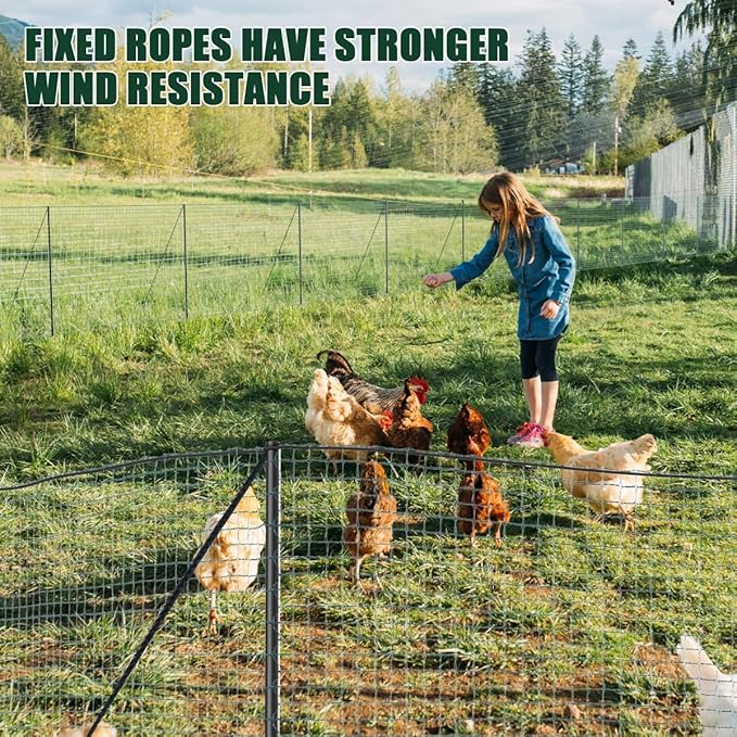 SUNYRISY Garden Mesh Fence Temporary Safety Fencing, 40in x 164ft Garden Fence Animal Barrier with Steel Stakes, Fencing Netting for Construction Backyard Chickens Dog Poultry Deer