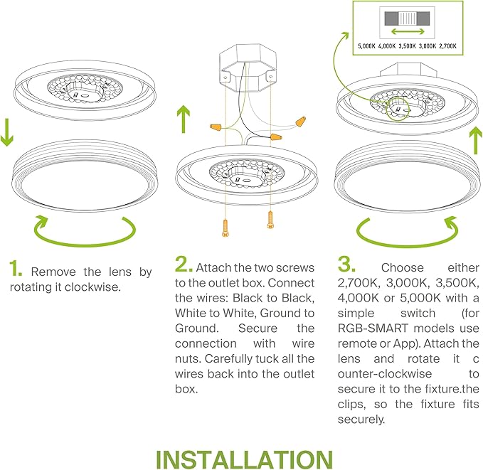 ASD 18 Inch LED Flush Mount Ceiling Light Fixture