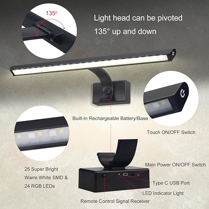 BIGMONAT 16inch Wireless LED Picture Light