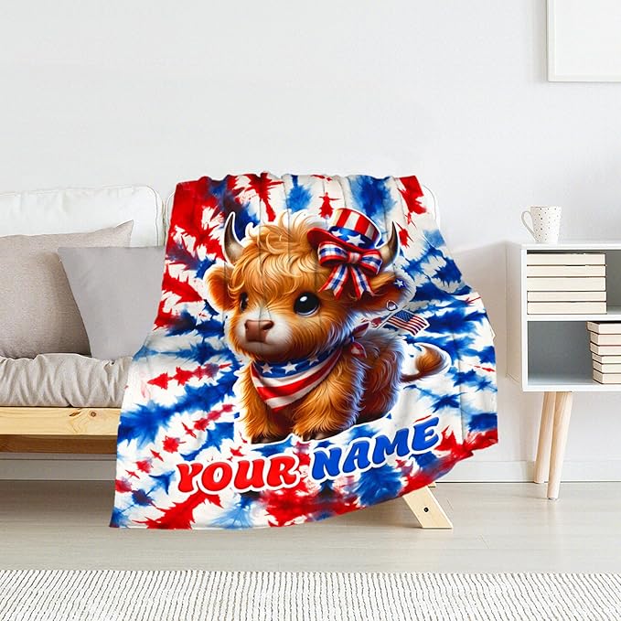 Custom Highland Cow Blanket for Women - 50" x 60" Inches Aesthetic Cow Theme Throw Blanket - Soft Cozy Plush Throw for Sofa, Bed & Travel